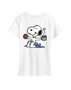 Женская футболка с рисунком Peanuts Donut Coffee Snoopy, белый Licensed character