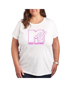 Розовая футболка с логотипом MTV больших размеров для юниоров, белый Licensed character