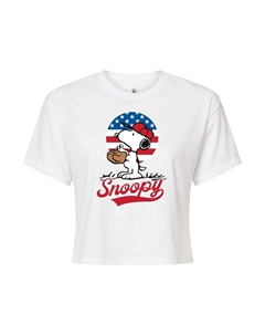Укороченная бейсбольная футболка с рисунком Peanuts для юниоров, белый Licensed character