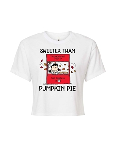 Укороченная футболка с рисунком Juniors' Peanuts Pumpkin Pie, белый Licensed character