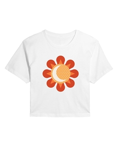 Укороченная футболка с рисунком Sun Moon для юниоров в стиле ретро с цветочным принтом, белый Licensed character