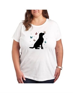 Футболка Missy Plus Size с рисунком собаки и бабочки, белый Licensed character