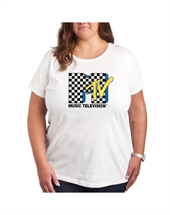 Детская футболка больших размеров с клетчатым логотипом MTV, белый Licensed character