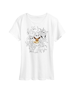 Женская футболка с рисунком Pokemon Eevee Group, белый Licensed character