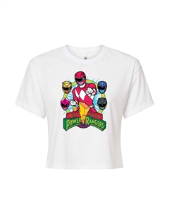 Укороченная футболка с рисунком Power Rangers для юниоров Red Ranger, белый Licensed character