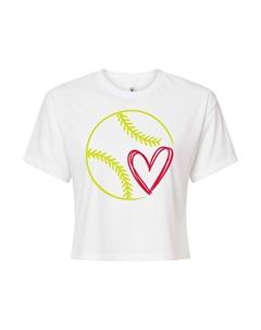 Юниорская футболка для софтбола с укороченным рисунком в форме сердца, белый Licensed character