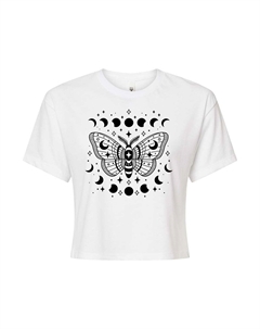 Укороченная футболка с рисунком Luna Moth для юниоров, белый Licensed character