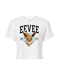 Укороченная университетская футболка с рисунком Pokémon Eevee для юниоров, белый Licensed character