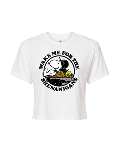 Укороченная футболка Juniors' Peanuts Wake Me Shenanigans, белый Licensed character