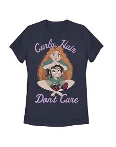 Детская футболка Disney's Wreck It Ralph 2 Vanellope and Merida с изображением Curly Hair Don't Care, темно-синий Licensed character
