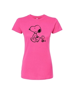 Облегающая футболка Juniors' Peanuts Snoopy Woodstock, розовый Licensed character