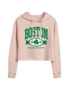 Укороченная худи с рисунком Boston Clover для юниоров в честь Дня Святого Патрика, розовый Licensed character