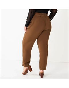 Брюки-конусообразные брюки для юниоров больших размеров с высокой посадкой и зауженной кромкой в ​​виде бумажного пакета So