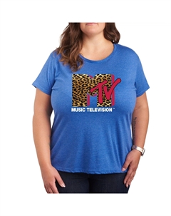 Детская футболка больших размеров MTV с леопардовым принтом и логотипом Licensed character
