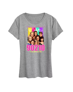 Женская футболка с рисунком группы символов 90210, светло-серый Licensed character