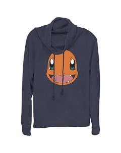 Пуловер с изображением большого лица Pokémon Charmander для юниоров, темно-синий Licensed character
