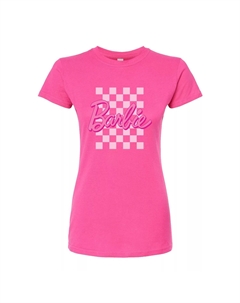 Детская клетчатая футболка с графическим рисунком «Барби», розовый Licensed character