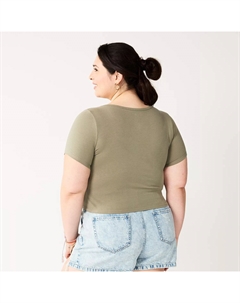 Укороченная футболка с квадратным вырезом и короткими рукавами для юниоров больших размеров So