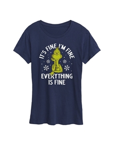 Женская футболка с рисунком Dr. Seuss Grinch It's Fine I'm Fine, темно-синий Licensed character