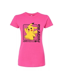 Облегающая футболка с изображением Pokémon Pikachu Stats для юниоров, розовый Licensed character