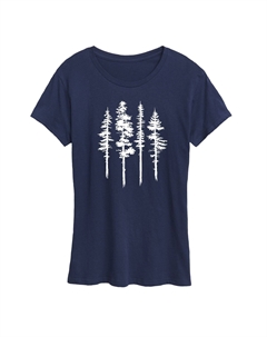 Женская футболка с рисунком абстрактных деревьев, темно-синий Licensed character