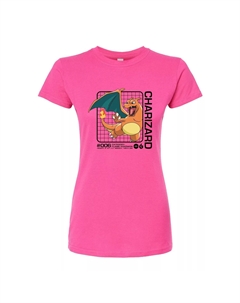 Облегающая футболка Pokémon Charizard Stats для юниоров, розовый Licensed character