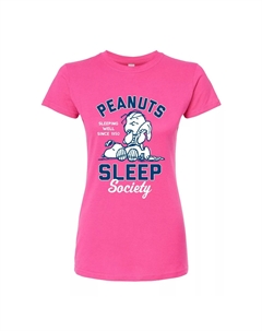 Футболка с рисунком Peanuts Charlie Brown & Snoopy Sleep Society для юниоров, розовый Licensed character