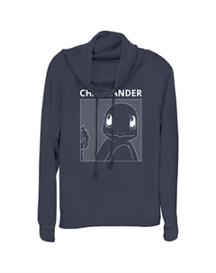 Пуловер с рисунком в виде комиксов и изображением Покемона Чармандера для юниоров, толстовка с капюшоном, темно-синий Licensed character