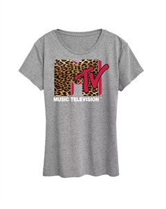 Женская футболка с леопардовым логотипом MTV, светло-серый Licensed character