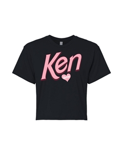 Розовая укороченная футболка с рисунком в форме сердца Barbie "Ken" для юниоров Licensed character