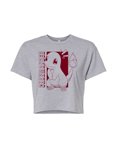 Укороченная футболка с рисунком Pokémon Charmander для юниоров, серый Licensed character