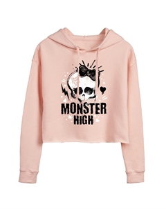 Розовое укороченное худи с рисунком Monster High для юниоров с черепом и логотипом Licensed character