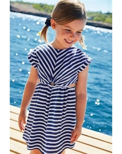Платье из хлопка для маленькой девочки, темно-синий Mayoral
