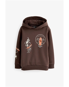 Толстовка с капюшоном и принтом, коричневый Next