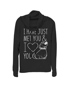 Топ с круглым вырезом и графическим рисунком Disney/Pixar Up Juniors' Dug Just Met and I Love You, черный Licensed character