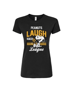 Футболка с графическим рисунком Peanuts Charlie Brown & Snoopy Laugh League для юниоров, черный Licensed character