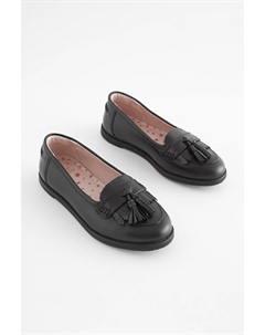 Кожаные лоферы для школы с бахромой, черный Next