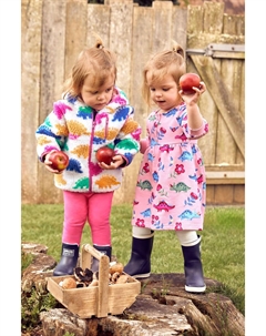 Платье-толстовка с принтом динозавров и пуговицами спереди, розовый Jojo maman bébé