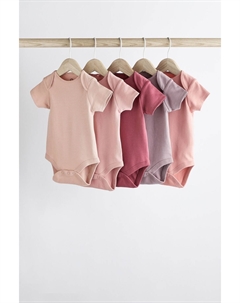 Комплект из 5 пар боди Essential с короткими рукавами, розовый Next