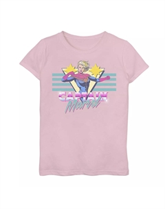 Футболка с логотипом Captain для девочек 7–16 лет, поза действий в стиле ретро 80-х годов Marvel