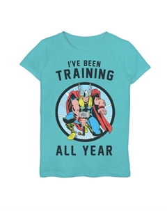 Футболка с рисунком «Марвел Мстители Тор, я тренировалась круглый год» для девочек 7–16 лет Marvel