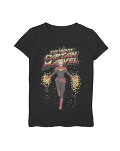 Футболка с графическим рисунком и портретом « The Mighty Captain » для девочек 7–16 лет в стиле ретро с космическим полетом Marvel