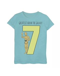 Футболка с рисунком «Величайший седьмой день рождения» для девочек 7–16 лет «Звездные войны» C-3PO Star wars