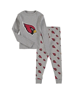 Серый комплект для сна с футболкой и брюками Arizona Cardinals с длинными рукавами и брюками для дошкольников Outerstuff