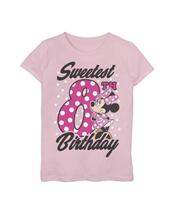 Розовая футболка в горошек с рисунком 's Minnie Mouse для девочек 4–16 лет на 8-й день рождения Disney
