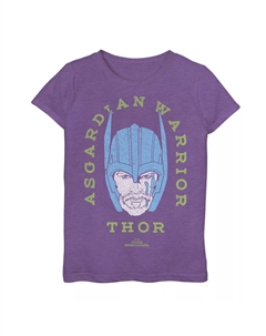 Винтажная футболка с неоновым рисунком для девочек 7–16 лет, Thor Ragnarok, Asgardian Warrior Marvel