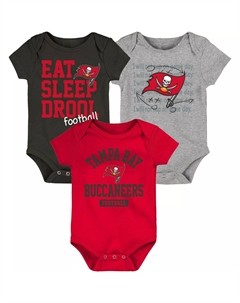 Комплект боди красного/оловянного/серого цвета для новорожденных и младенцев Tampa Bay Buccaneers, комплект из трех предметов Eat Sleep Drool Outerstuff