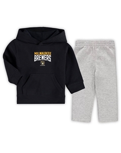 Комплект из флисовой толстовки и штанов с расклешенной веерной юбкой для малышей Milwaukee Brewers темно-синего/серого цвета с меланжом Outerstuff
