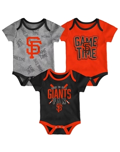 Комплект боди из трех частей San Francisco Giants черного/оранжевого/серого цвета для новорожденных и младенцев Game Time Outerstuff