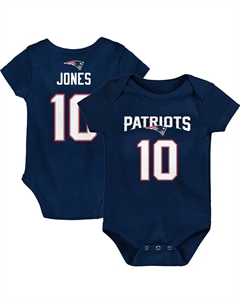 Младенческое боди Mac Jones Navy New England Patriots Mainliner с именем и номером игрока Outerstuff
